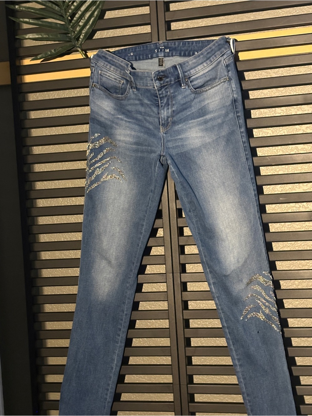 White House, Black Market Blue Embellished Skinny Jeans - Women's